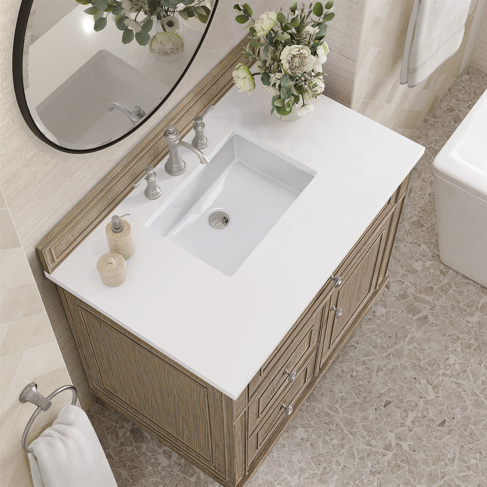 James Martin - Lorelai 36" Single Vanity, Whitewashed Oak w/ 3 CM White Zeus Silestone Top - 424-V36-WWO-3WZ view 8