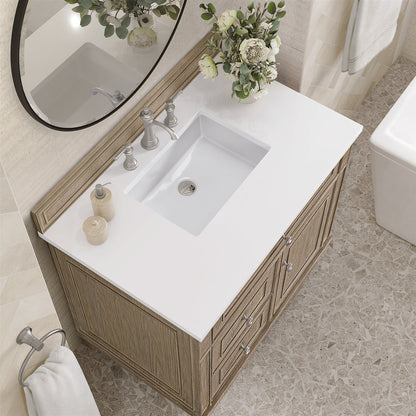 James Martin - Lorelai 36" Single Vanity, Whitewashed Oak w/ 3 CM White Zeus Silestone Top - 424-V36-WWO-3WZ view 8