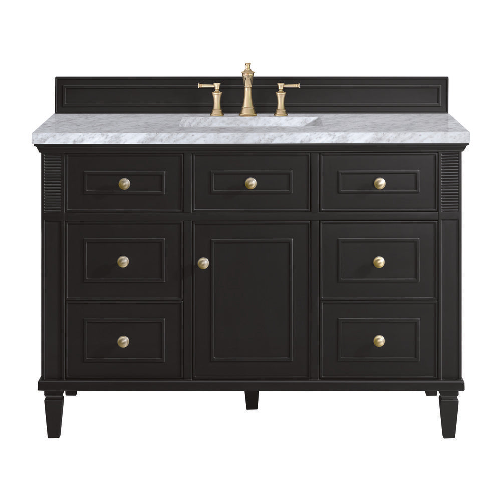 James Martin - Lorelai 48" Single Vanity, Black Onyx w/ 3 CM Carrara White Marble Top - 424-V48-BKO-3CAR view 1