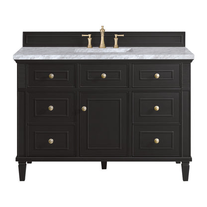 James Martin - Lorelai 48" Single Vanity, Black Onyx w/ 3 CM Carrara White Marble Top - 424-V48-BKO-3CAR view 1