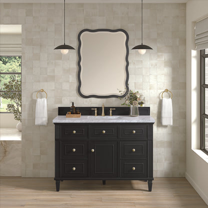 James Martin - Lorelai 48" Single Vanity, Black Onyx w/ 3 CM Carrara White Marble Top - 424-V48-BKO-3CAR view 3