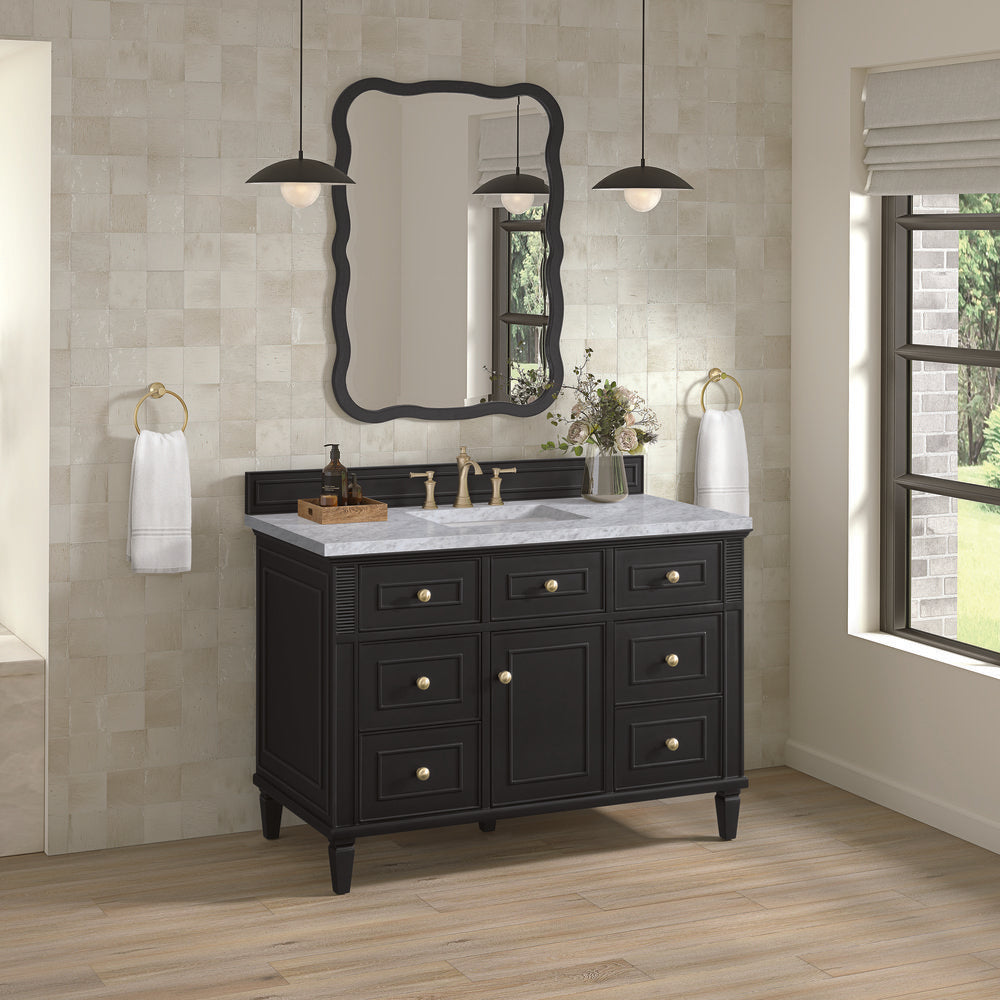 James Martin - Lorelai 48" Single Vanity, Black Onyx w/ 3 CM Carrara White Marble Top - 424-V48-BKO-3CAR view 4
