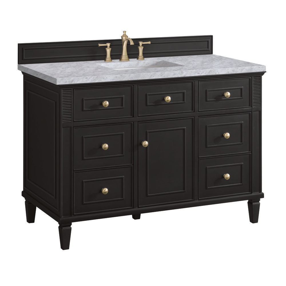 James Martin - Lorelai 48" Single Vanity, Black Onyx w/ 3 CM Carrara White Marble Top - 424-V48-BKO-3CAR view 10