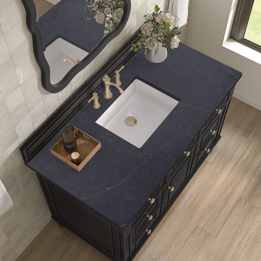 James Martin - Lorelai 48" Single Vanity, Black Onyx w/ 3 CM Charcoal Soapstone Silestone Top - 424-V48-BKO-3CSP view 7