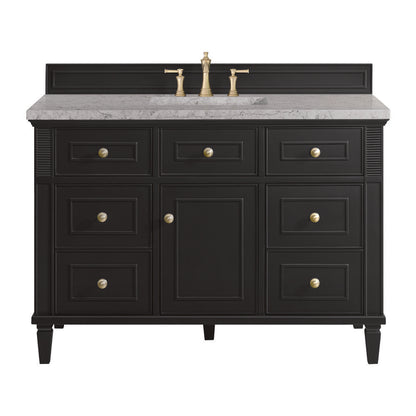 James Martin - Lorelai 48" Single Vanity, Black Onyx w/ 3 CM Eternal Jasmine Pearl Silestone Top - 424-V48-BKO-3EJP view 1