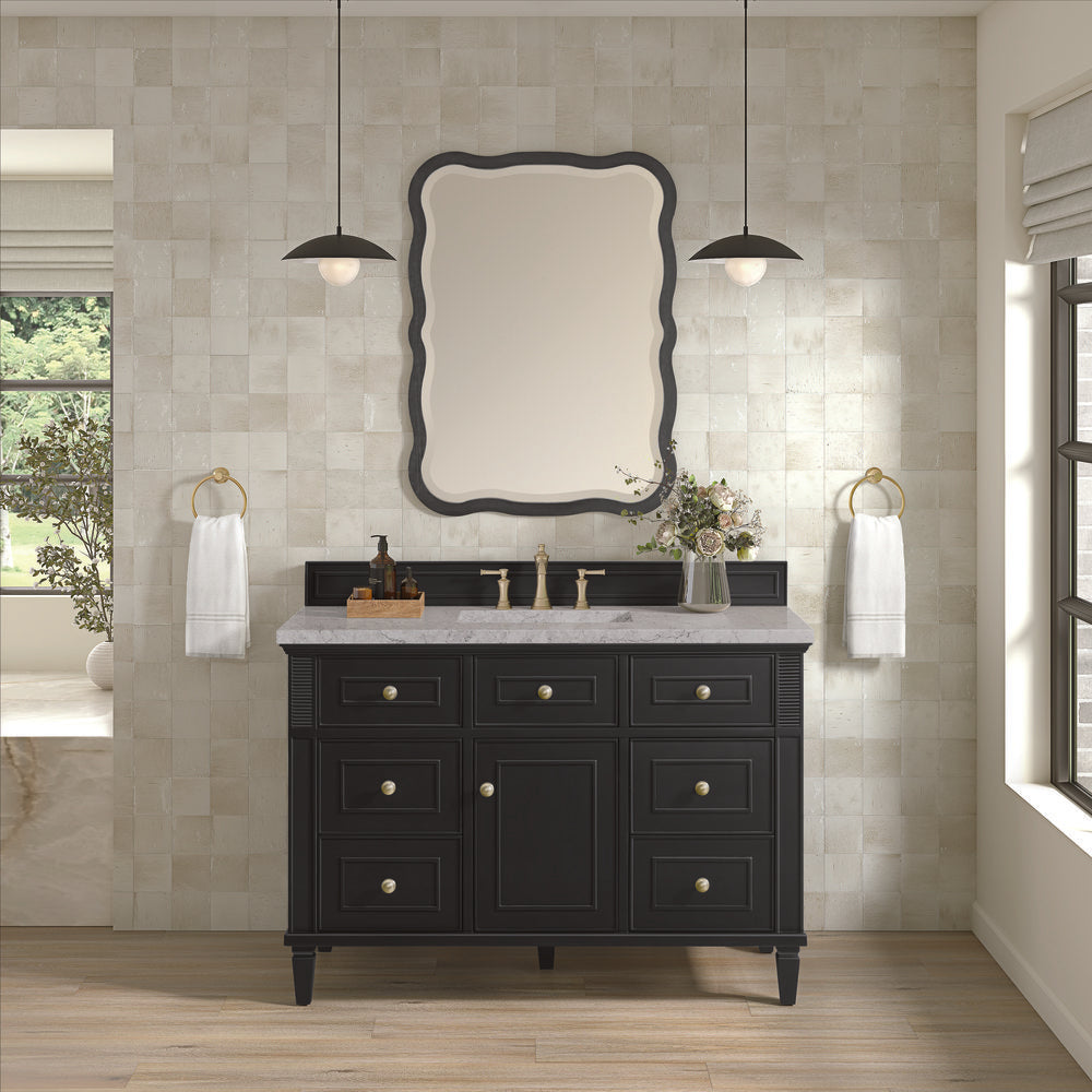 James Martin - Lorelai 48" Single Vanity, Black Onyx w/ 3 CM Eternal Jasmine Pearl Silestone Top - 424-V48-BKO-3EJP view 3