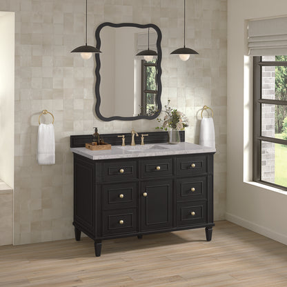 James Martin - Lorelai 48" Single Vanity, Black Onyx w/ 3 CM Eternal Jasmine Pearl Silestone Top - 424-V48-BKO-3EJP view 4