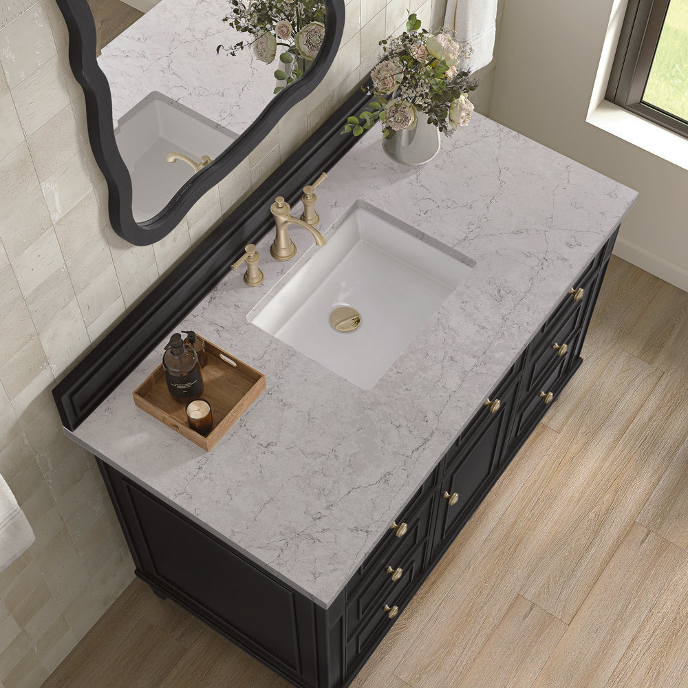 James Martin - Lorelai 48" Single Vanity, Black Onyx w/ 3 CM Eternal Jasmine Pearl Silestone Top - 424-V48-BKO-3EJP view 7