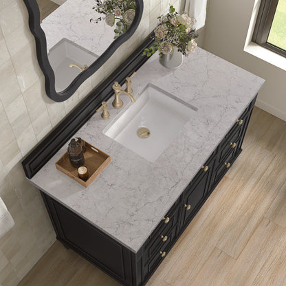 James Martin - Lorelai 48" Single Vanity, Black Onyx w/ 3 CM Eternal Jasmine Pearl Silestone Top - 424-V48-BKO-3EJP view 7