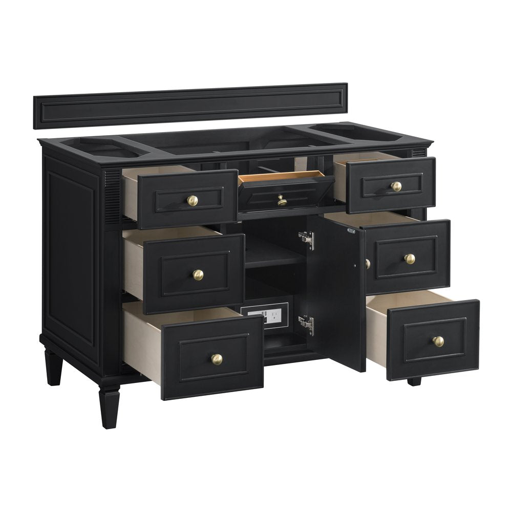 James Martin - Lorelai 48" Single Vanity, Black Onyx w/ 3 CM Eternal Jasmine Pearl Silestone Top w/FreePower Wireless Charger - 424-V48-BKO-FEJP view 9