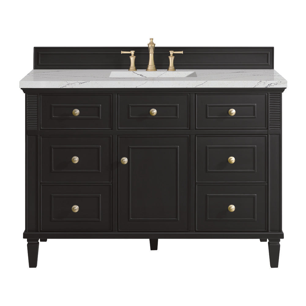 James Martin - Lorelai 48" Single Vanity, Black Onyx w/ 3 CM Ethereal Noctis Silestone Top - 424-V48-BKO-3ENC view 1