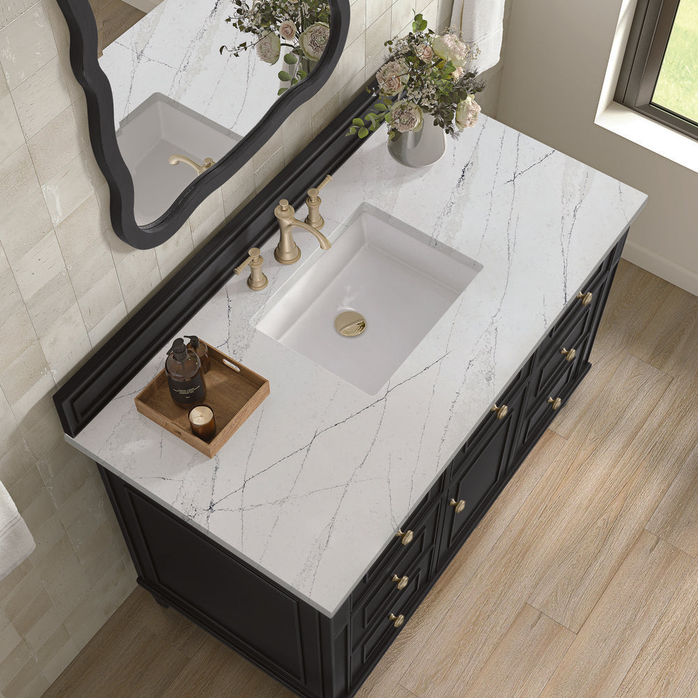 James Martin - Lorelai 48" Single Vanity, Black Onyx w/ 3 CM Ethereal Noctis Silestone Top - 424-V48-BKO-3ENC view 7