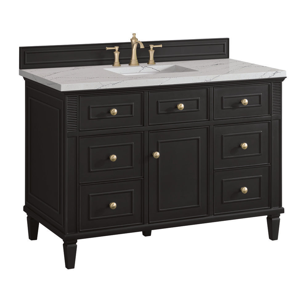 James Martin - Lorelai 48" Single Vanity, Black Onyx w/ 3 CM Ethereal Noctis Silestone Top - 424-V48-BKO-3ENC view 10
