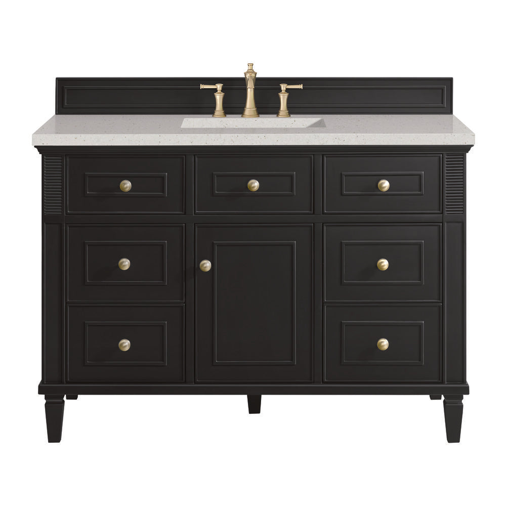 James Martin - Lorelai 48" Single Vanity, Black Onyx w/ 3 CM Lime Delight Silestone Top - 424-V48-BKO-3LDL view 1