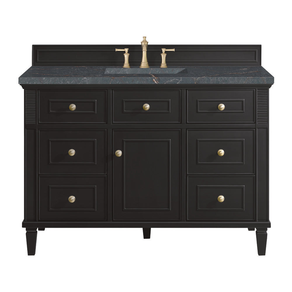 James Martin - Lorelai 48" Single Vanity, Black Onyx w/ 3 CM Parisien Bleu Silestone Top - 424-V48-BKO-3PBL view 1