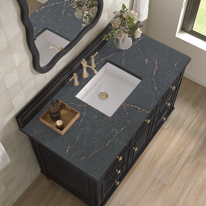 James Martin - Lorelai 48" Single Vanity, Black Onyx w/ 3 CM Parisien Bleu Silestone Top - 424-V48-BKO-3PBL view 7