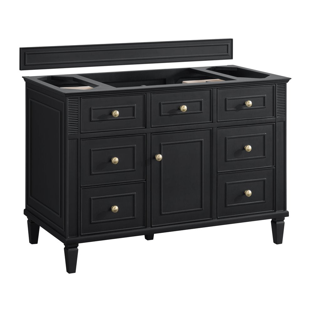 James Martin - Lorelai 48" Single Vanity, Black Onyx w/ 3 CM Parisien Bleu Silestone Top w/FreePower Wireless Charger - 424-V48-BKO-FPBL view 3