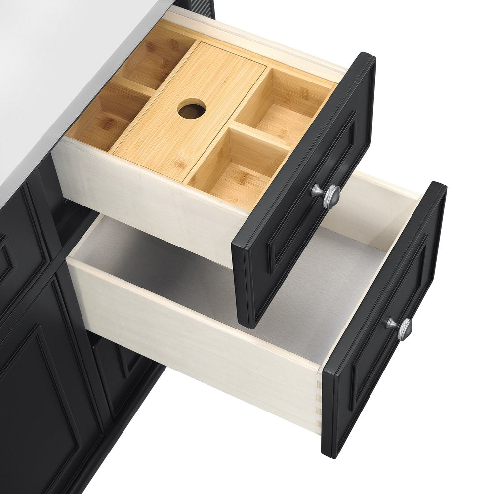 James Martin - Lorelai 48" Single Vanity, Black Onyx w/ 3 CM Parisien Bleu Silestone Top w/FreePower Wireless Charger - 424-V48-BKO-FPBL view 14