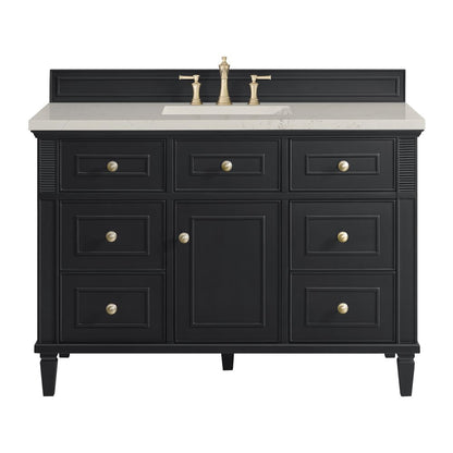 James Martin - Lorelai 48" Single Vanity, Black Onyx, w/ 3 CM Siberian Silestone Top - 424-V48-BKO-3SFR view 1