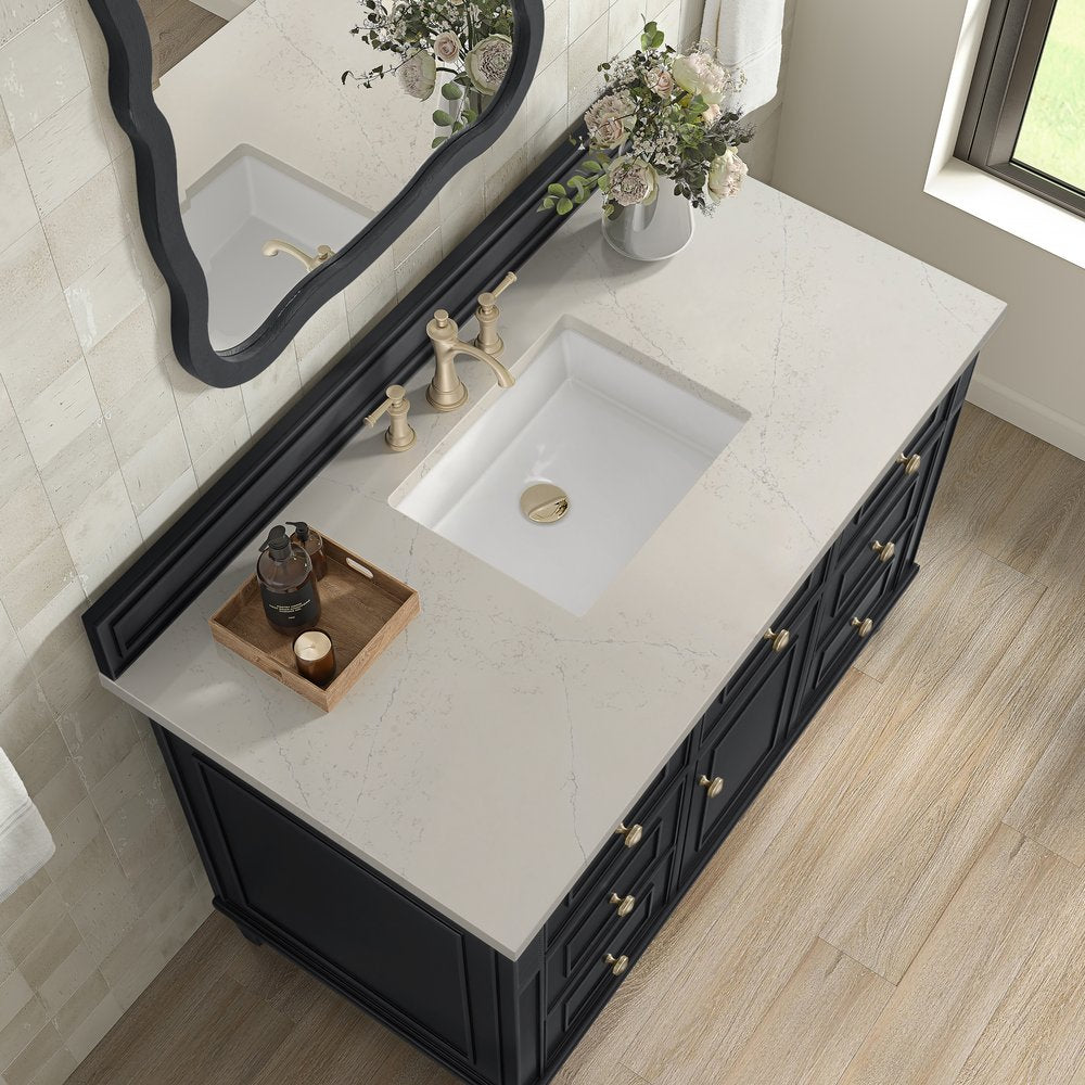 James Martin - Lorelai 48" Single Vanity, Black Onyx, w/ 3 CM Siberian Silestone Top - 424-V48-BKO-3SFR view 7