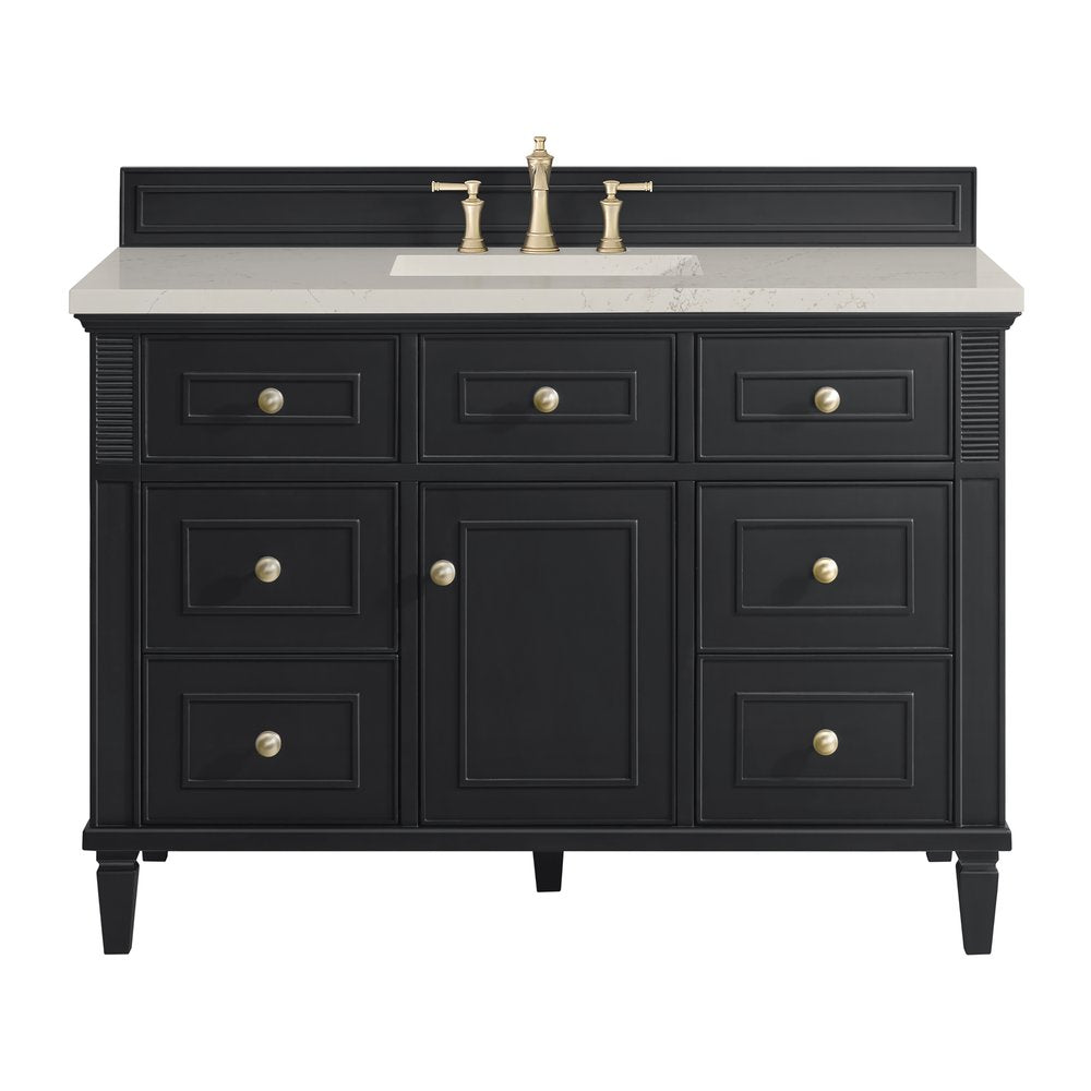 James Martin - Lorelai 48" Single Vanity, Black Onyx, w/ 3 CM Siberian Silestone Top w/FreePower Wireless Charger - 424-V48-BKO-FSFR view 1