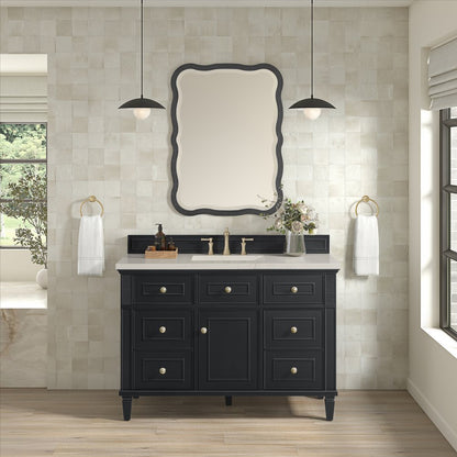 James Martin - Lorelai 48" Single Vanity, Black Onyx, w/ 3 CM Siberian Silestone Top w/FreePower Wireless Charger - 424-V48-BKO-FSFR view 2