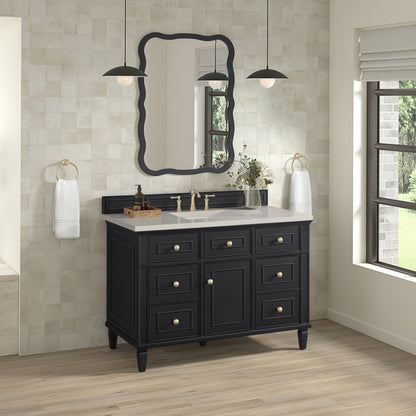James Martin - Lorelai 48" Single Vanity, Black Onyx, w/ 3 CM Siberian Silestone Top w/FreePower Wireless Charger - 424-V48-BKO-FSFR view 3