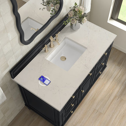 James Martin - Lorelai 48" Single Vanity, Black Onyx, w/ 3 CM Siberian Silestone Top w/FreePower Wireless Charger - 424-V48-BKO-FSFR view 6