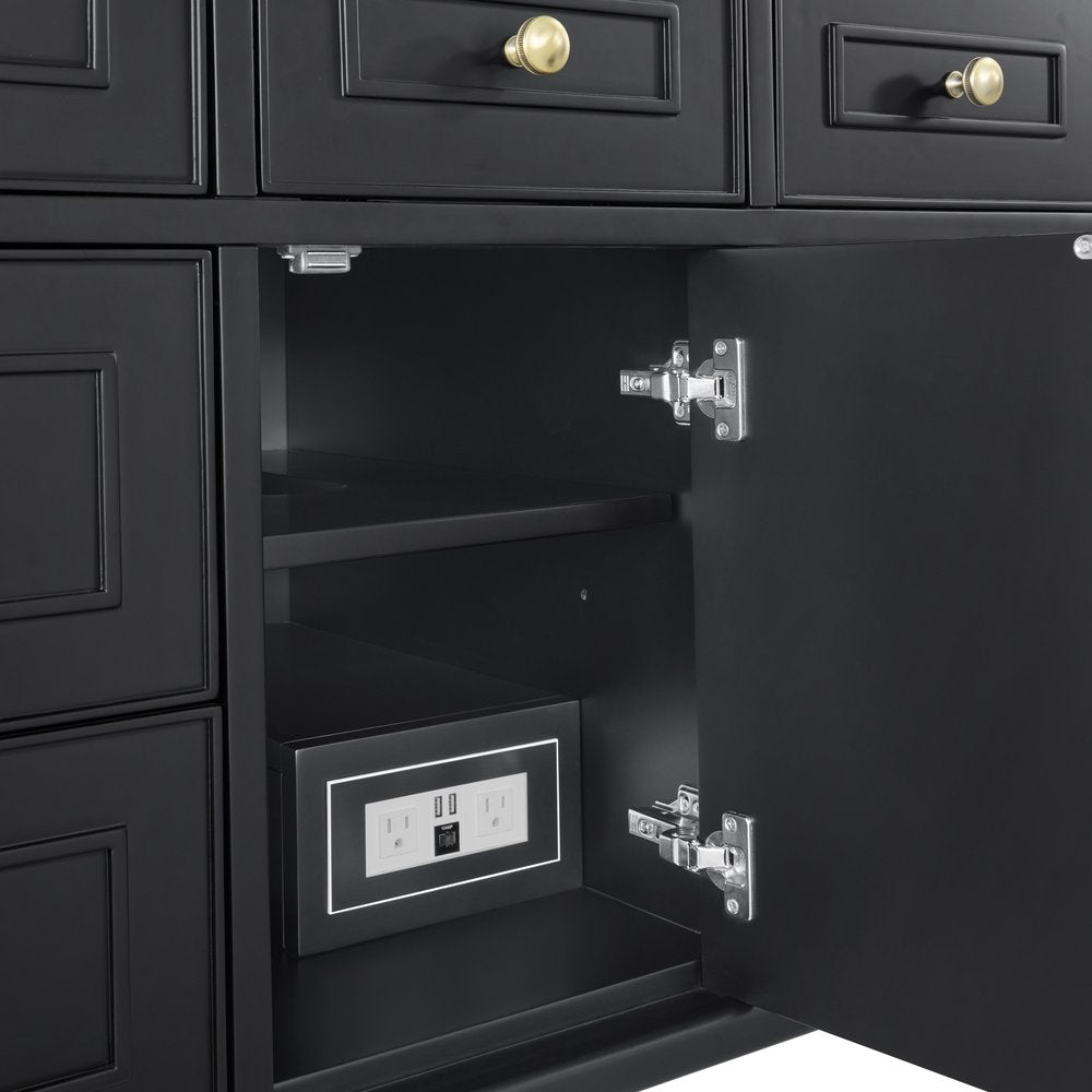 James Martin - Lorelai 48" Single Vanity, Black Onyx, w/ 3 CM Siberian Silestone Top w/FreePower Wireless Charger - 424-V48-BKO-FSFR view 10