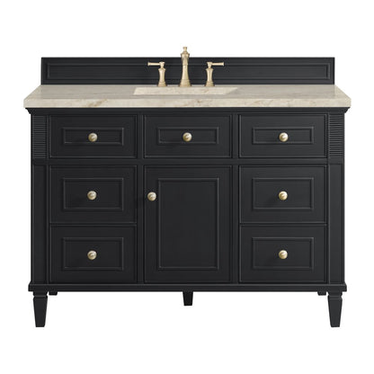James Martin - Lorelai 48" Single Vanity, Black Onyx, w/ 3 CM Tajnar Eclos Top - 424-V48-BKO-3TJR view 1