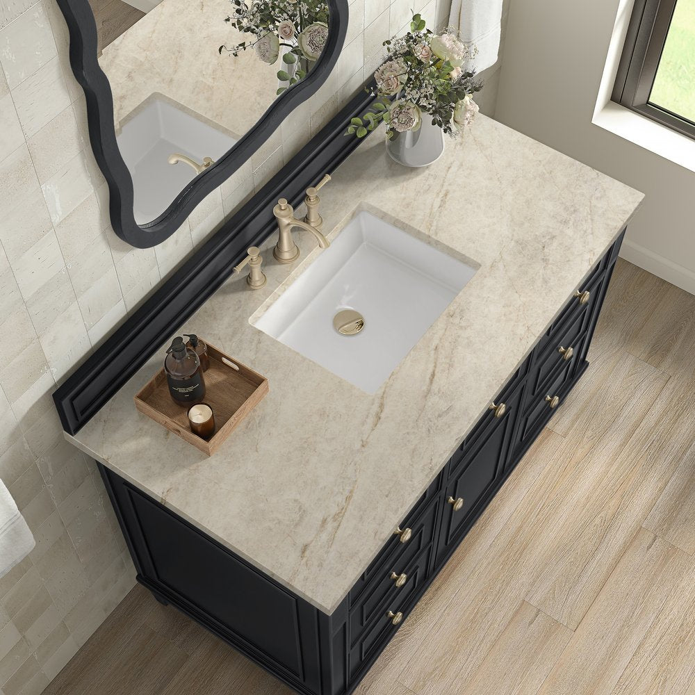 James Martin - Lorelai 48" Single Vanity, Black Onyx, w/ 3 CM Tajnar Eclos Top - 424-V48-BKO-3TJR view 7