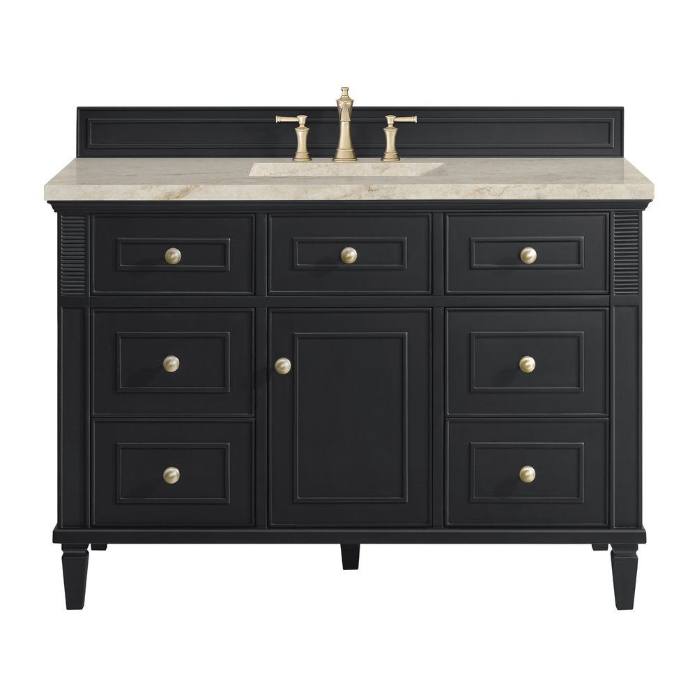 James Martin - Lorelai 48" Single Vanity, Black Onyx, w/ 3 CM Tajnar Eclos Top w/FreePower Wireless Charger - 424-V48-BKO-FTJR view 1