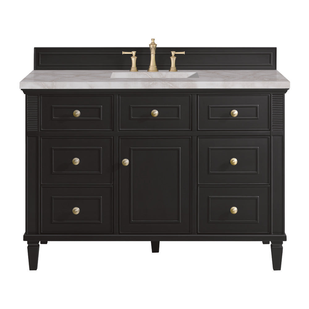James Martin - Lorelai 48" Single Vanity, Black Onyx w/ 3 CM Victorian Silver Silestone Top - 424-V48-BKO-3VSL view 1