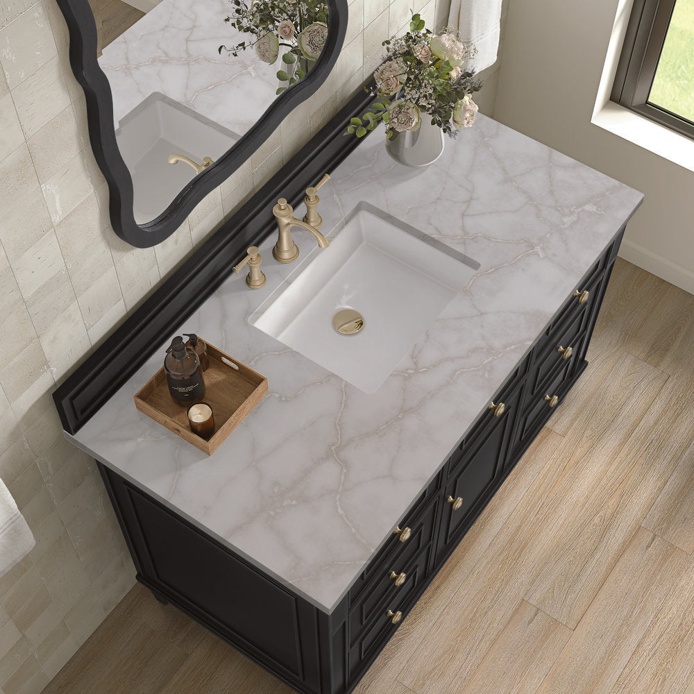James Martin - Lorelai 48" Single Vanity, Black Onyx w/ 3 CM Victorian Silver Silestone Top - 424-V48-BKO-3VSL view 7