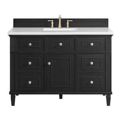 James Martin - Lorelai 48" Single Vanity, Black Onyx w/ 3 CM White Zeus Silestone Top - 424-V48-BKO-3WZ view 1