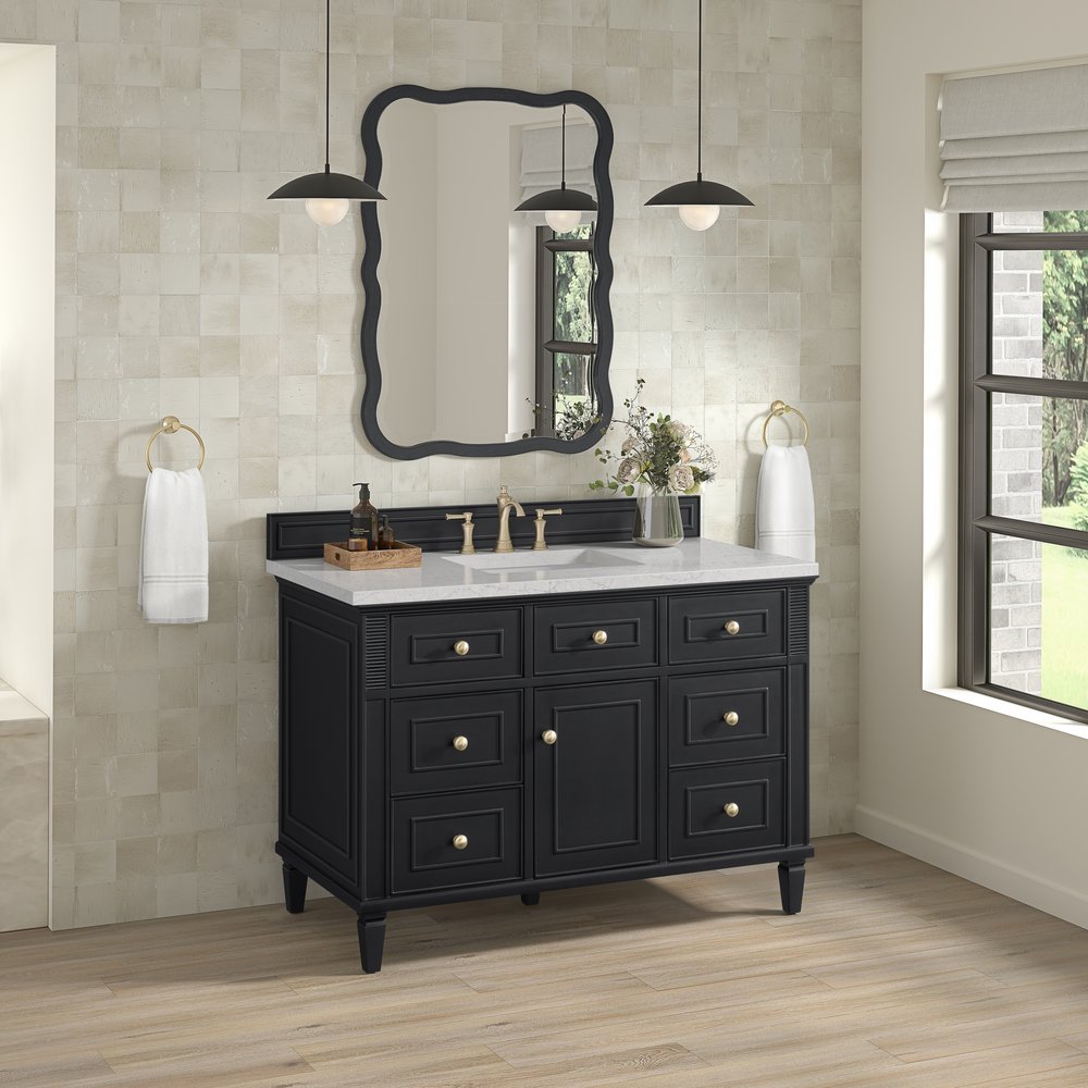 James Martin - Lorelai 48" Single Vanity, Black Onyx w/ 3 CM White Zeus Silestone Top - 424-V48-BKO-3WZ view 4