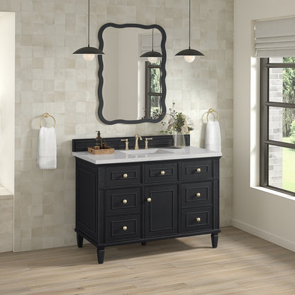 James Martin - Lorelai 48" Single Vanity, Black Onyx w/ 3 CM White Zeus Silestone Top - 424-V48-BKO-3WZ view 4