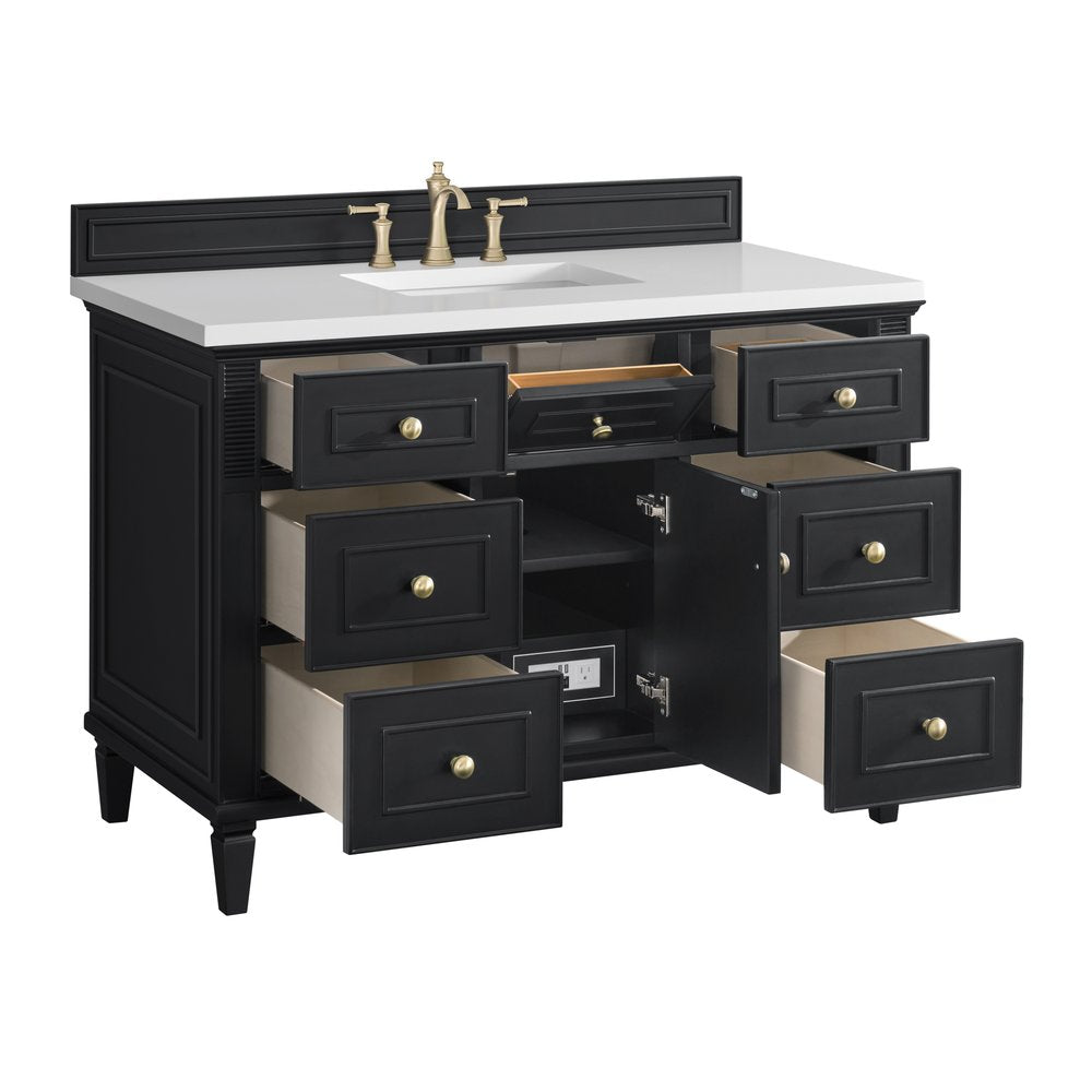 James Martin - Lorelai 48" Single Vanity, Black Onyx w/ 3 CM White Zeus Silestone Top - 424-V48-BKO-3WZ view 9