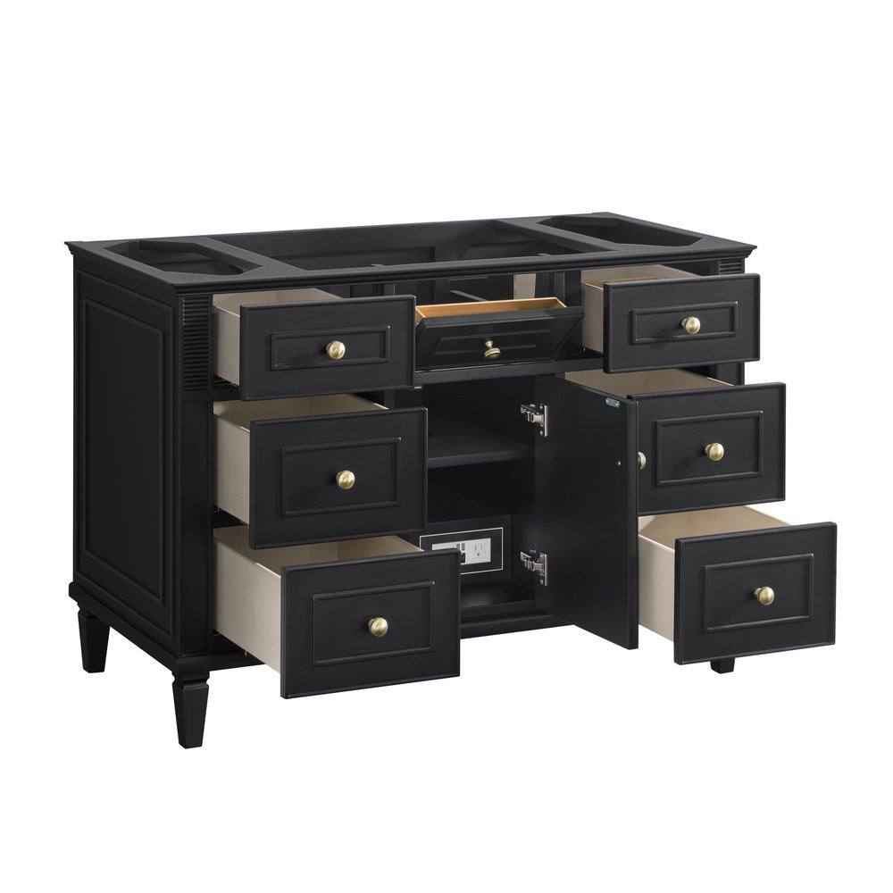 James Martin - Lorelai 48" Single Vanity, Black Onyx w/ 3 CM White Zeus Silestone Top - 424-V48-BKO-3WZ view 10