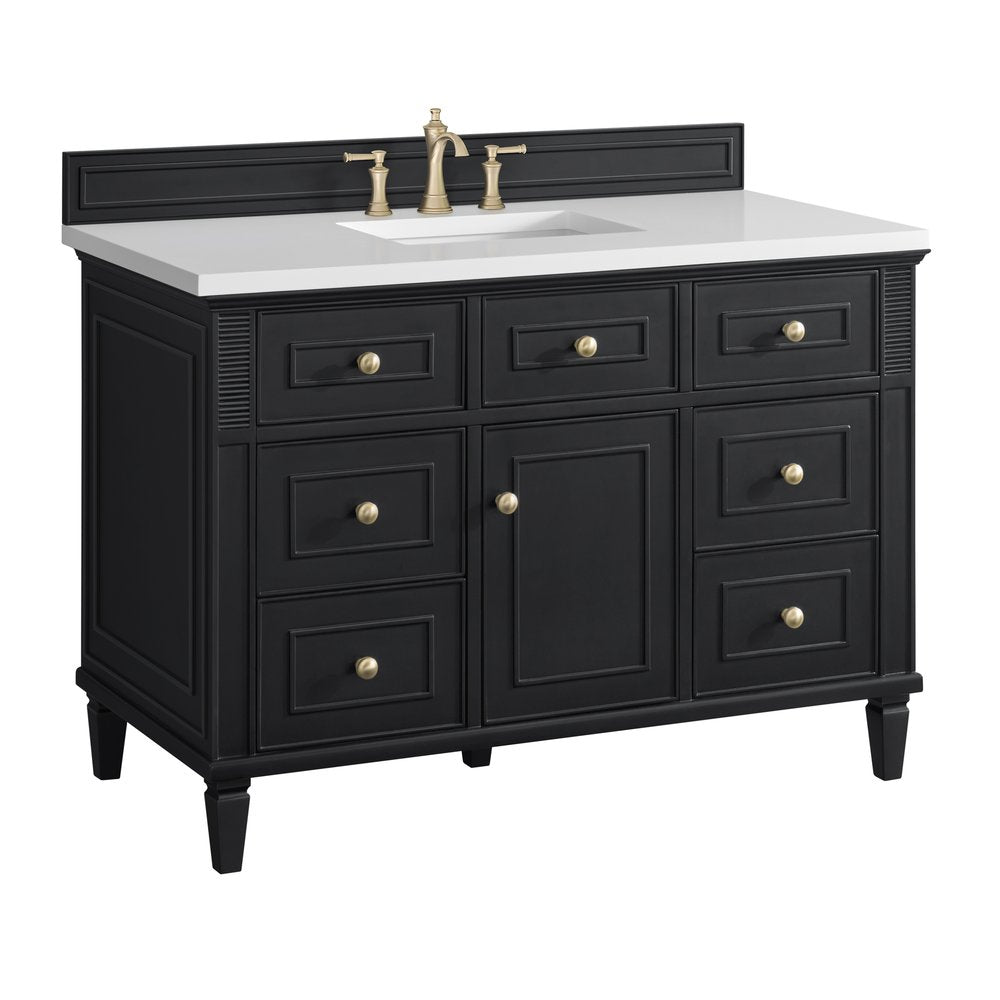 James Martin - Lorelai 48" Single Vanity, Black Onyx w/ 3 CM White Zeus Silestone Top - 424-V48-BKO-3WZ view 12