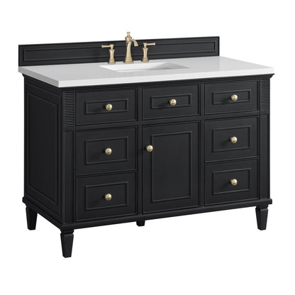 James Martin - Lorelai 48" Single Vanity, Black Onyx w/ 3 CM White Zeus Silestone Top - 424-V48-BKO-3WZ view 12