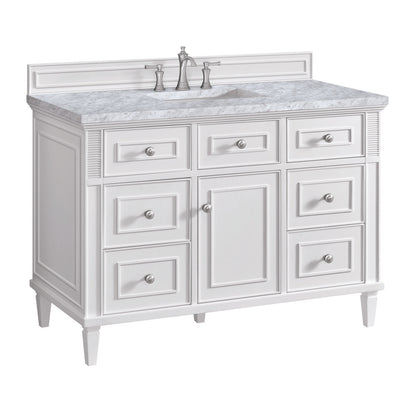 James Martin - Lorelai 48" Single Vanity, Bright White w/ 3 CM Carrara White Marble Top - 424-V48-BW-3CAR view 11