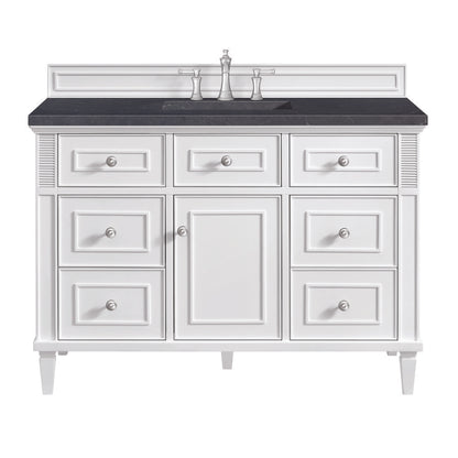 James Martin - Lorelai 48" Single Vanity, Bright White w/ 3 CM Charcoal Soapstone Silestone Top - 424-V48-BW-3CSP view 1