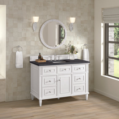 James Martin - Lorelai 48" Single Vanity, Bright White w/ 3 CM Charcoal Soapstone Silestone Top - 424-V48-BW-3CSP view 5