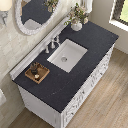 James Martin - Lorelai 48" Single Vanity, Bright White w/ 3 CM Charcoal Soapstone Silestone Top - 424-V48-BW-3CSP view 8