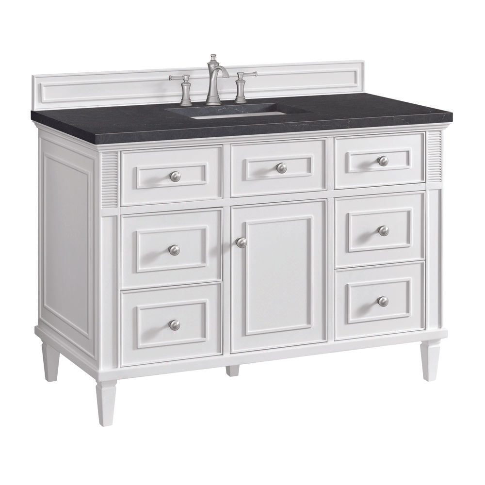 James Martin - Lorelai 48" Single Vanity, Bright White w/ 3 CM Charcoal Soapstone Silestone Top - 424-V48-BW-3CSP view 11