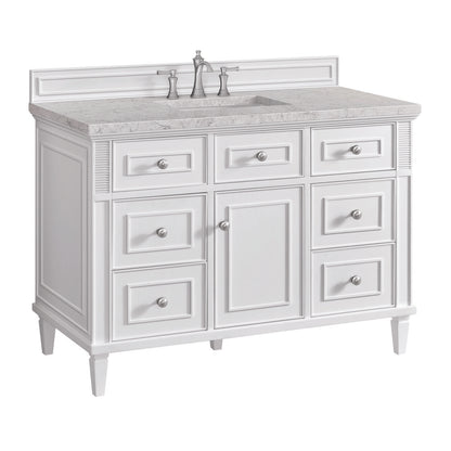 James Martin - Lorelai 48" Single Vanity, Bright White w/ 3 CM Eternal Jasmine Pearl Silestone Top w/FreePower Wireless Charger - 424-V48-BW-FEJP view 12