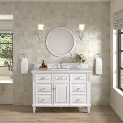 James Martin - Lorelai 48" Single Vanity, Bright White w/ 3 CM Ethereal Noctis Silestone Top - 424-V48-BW-3ENC view 4