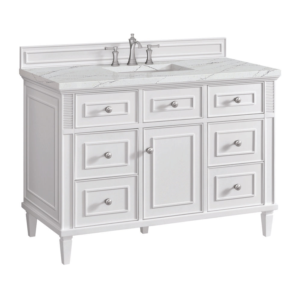 James Martin - Lorelai 48" Single Vanity, Bright White w/ 3 CM Ethereal Noctis Silestone Top - 424-V48-BW-3ENC view 11