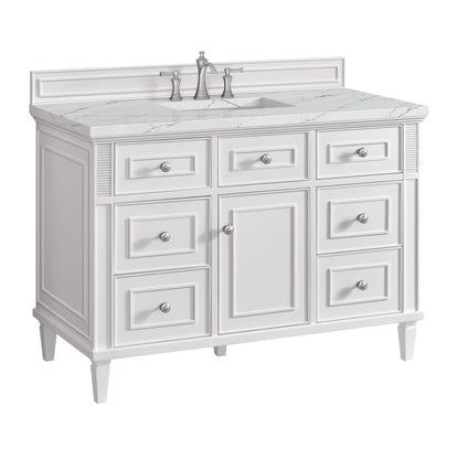 James Martin - Lorelai 48" Single Vanity, Bright White w/ 3 CM Ethereal Noctis Silestone Top w/FreePower Wireless Charger - 424-V48-BW-FENC view 12